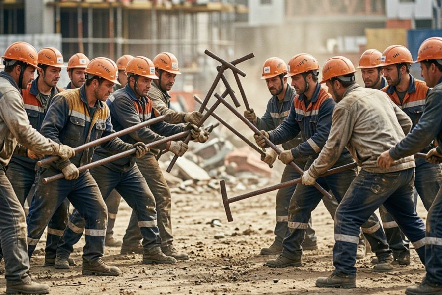 «В ход шли каски и железные пруты»: мигранты устроили массовую драку на стройке в Москве